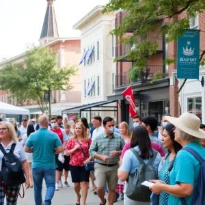 Vibrant Beaufort city scene showcasing community interaction and history.