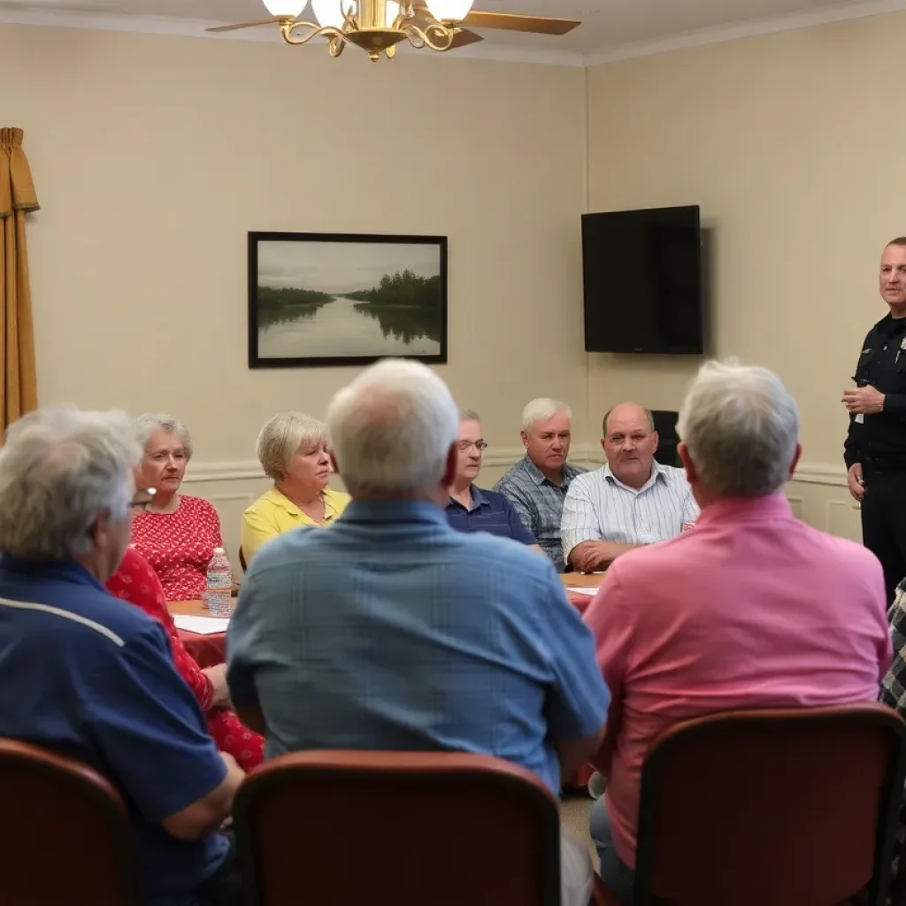 Residents of Beaufort County attend a meeting about fraud prevention.