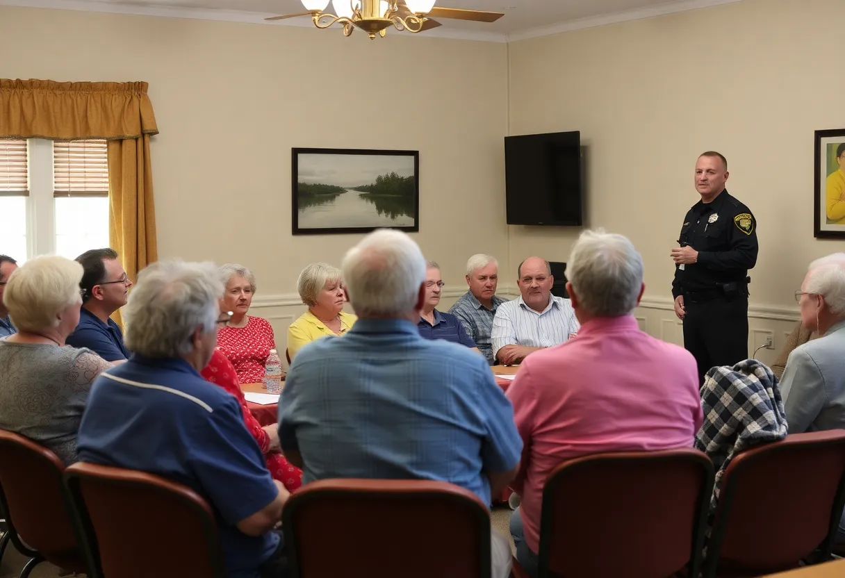 Residents of Beaufort County attend a meeting about fraud prevention.