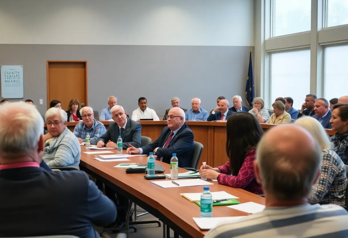 Community members at a Beaufort County council meeting on plastic regulation.