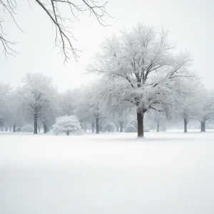 Winter landscape in Beaufort County covered in snow