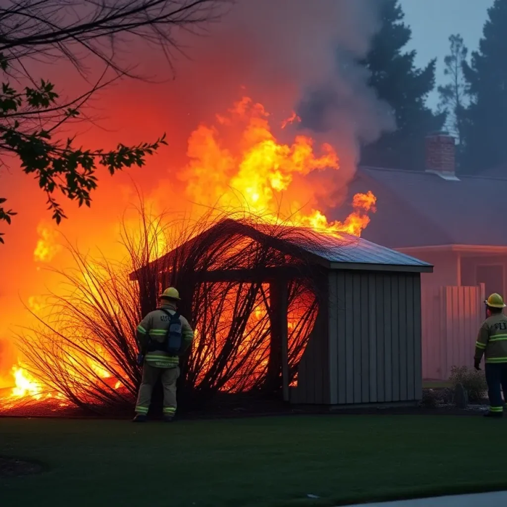 Firefighters battling a brush fire in Burton SC