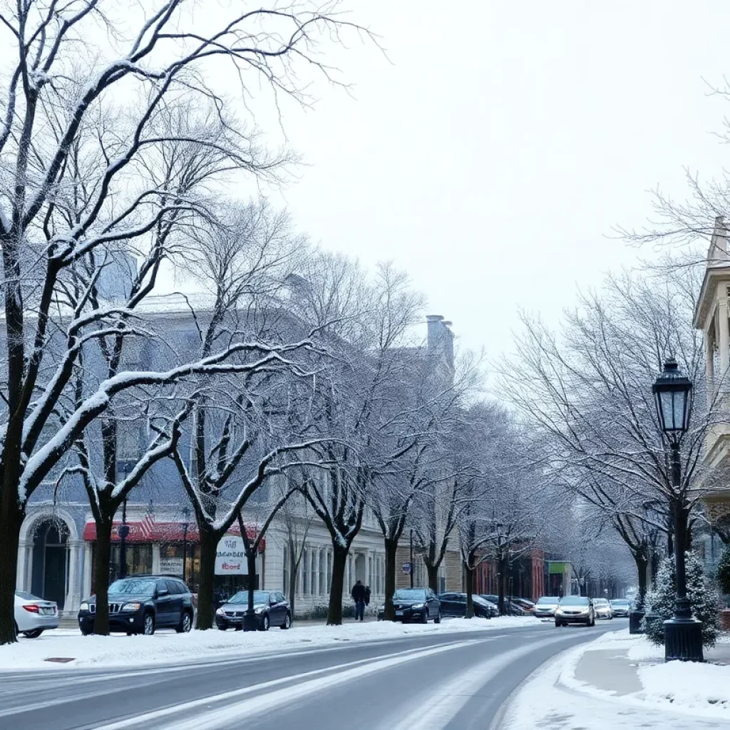 Snow-covered street in Charleston