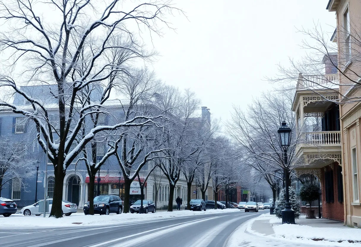 Snow-covered street in Charleston