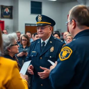 Community members celebrating the retirement of Battalion Chief Derek Franks