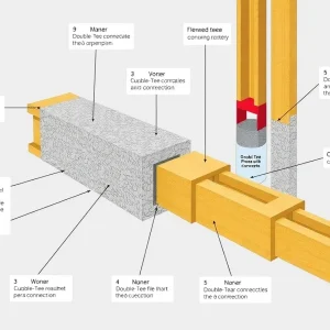 Diagram showcasing Double-Tee Shear Connections in precast concrete.