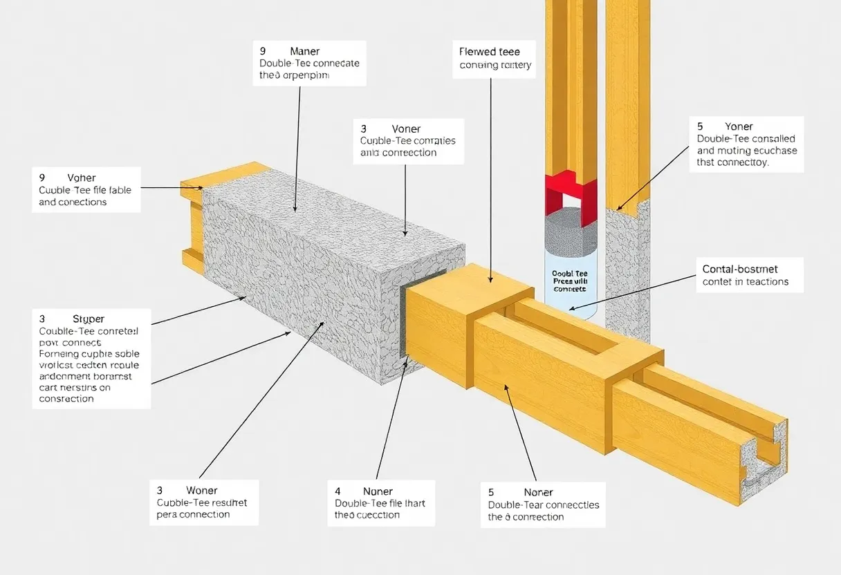 Diagram showcasing Double-Tee Shear Connections in precast concrete.