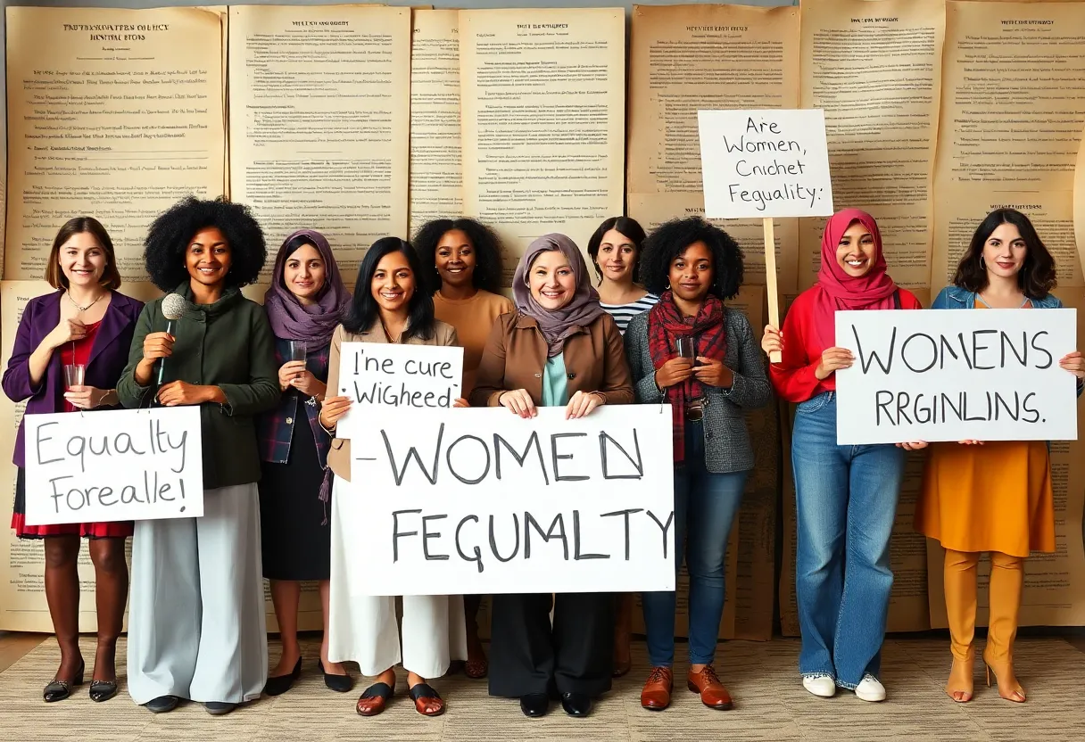 Diverse group of women advocating for equal rights