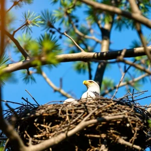 Nest of Gracie the eagle with two eggs on Hilton Head Island