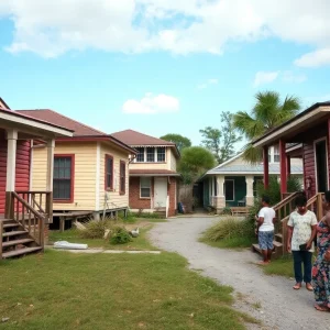 Homes in St. Helena Island with signs of repairs needed