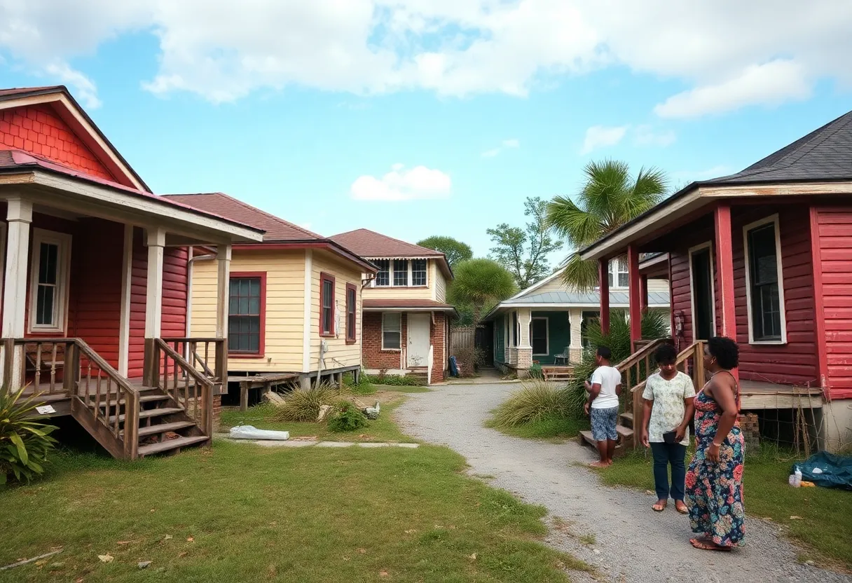 Homes in St. Helena Island with signs of repairs needed