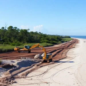 Hilton Head shoreline preparation for beach renourishment project.