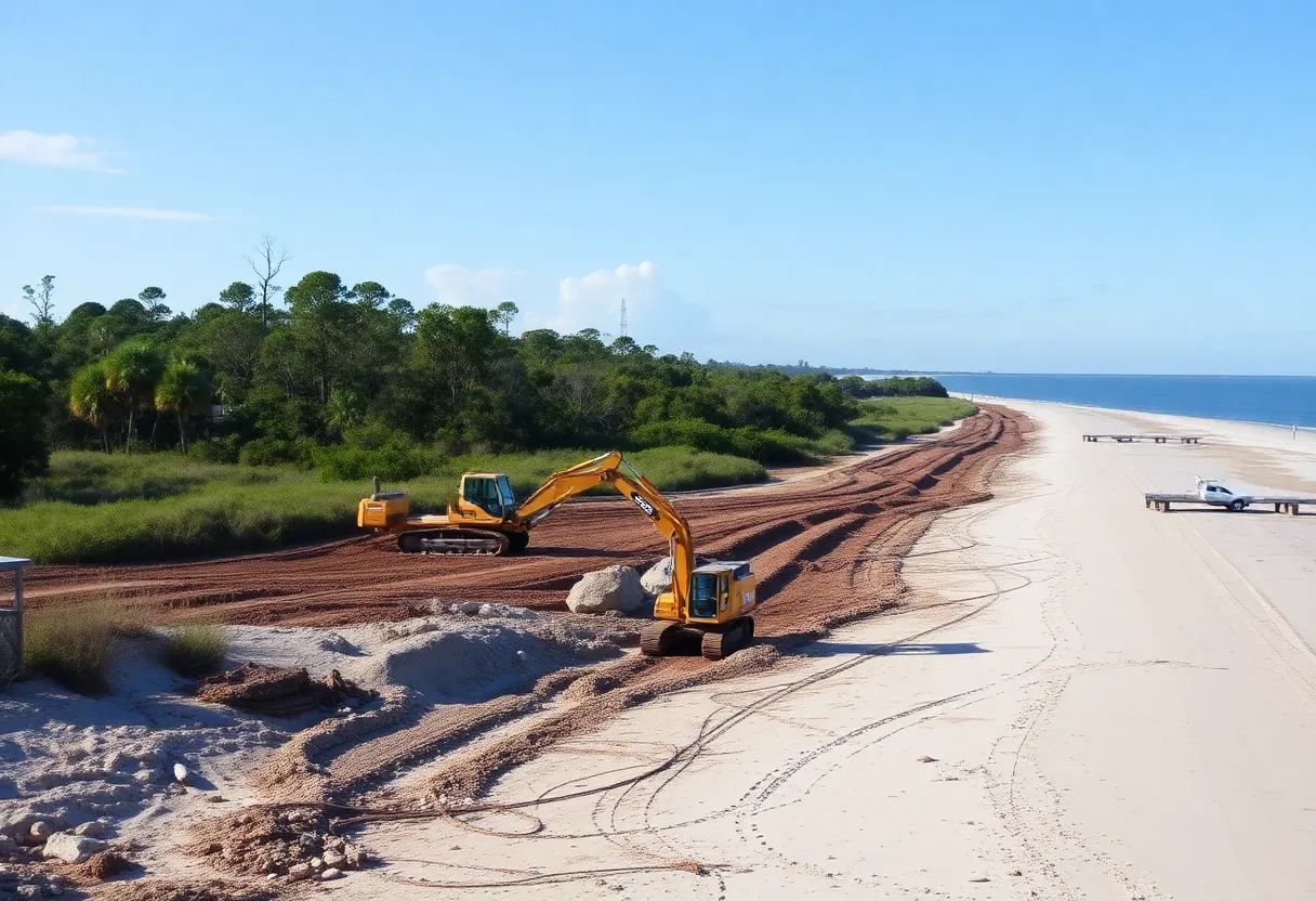 Hilton Head shoreline preparation for beach renourishment project.