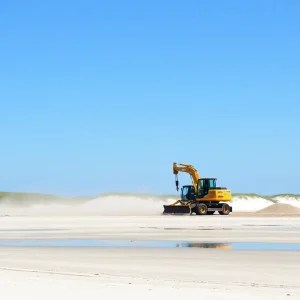 Construction at Hilton Head Beach for restoration project