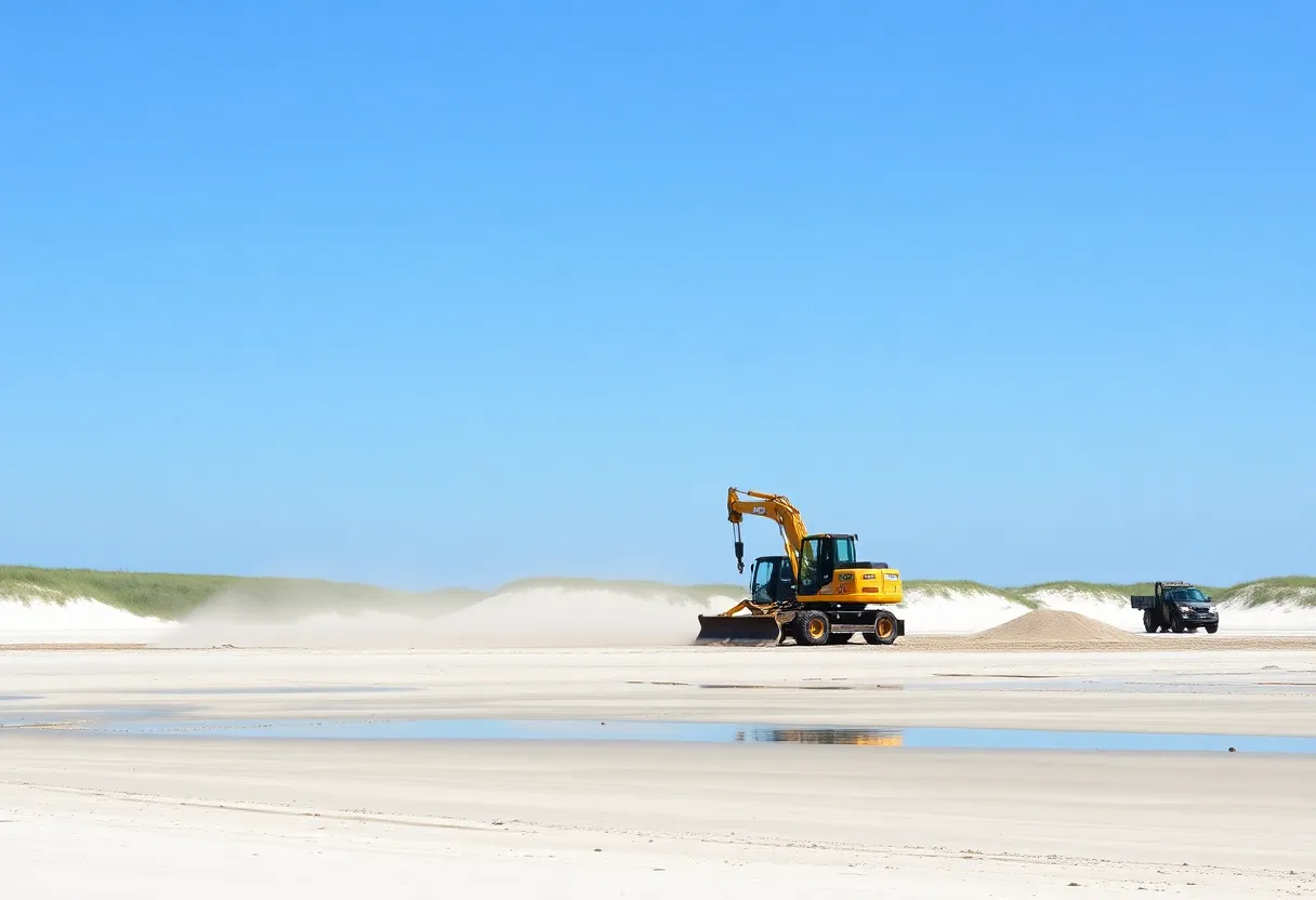 Construction at Hilton Head Beach for restoration project