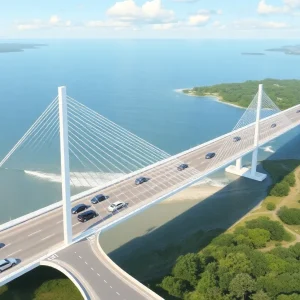 Conceptual illustration of the Hilton Head bridge project connecting to Bluffton