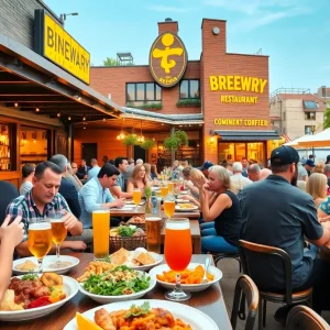 Outdoor dining experience in Hilton Head with diverse food on tables.