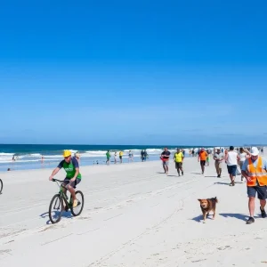 Beachgoers enjoying Hilton Head Island after a storm.