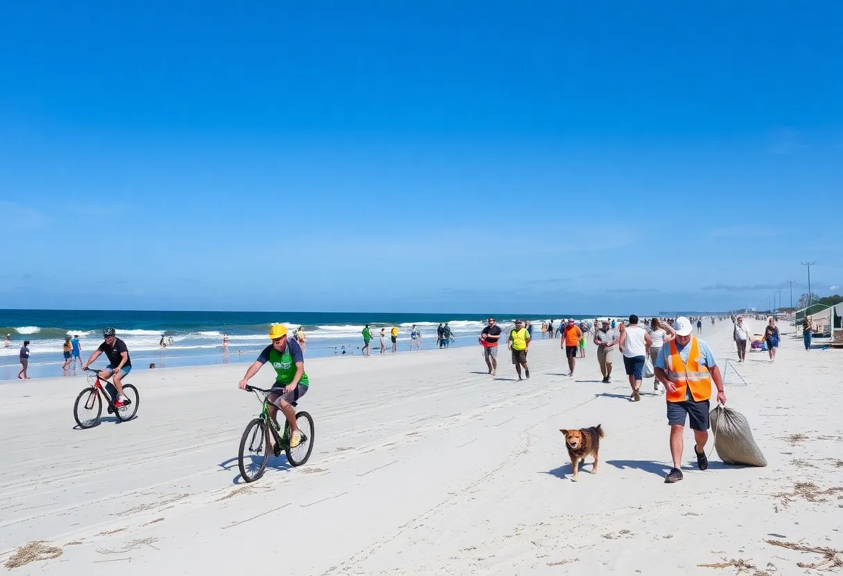 Beachgoers enjoying Hilton Head Island after a storm.