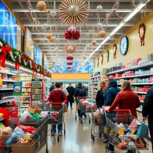 People shopping in a grocery store on New Year's Eve in Hilton Head