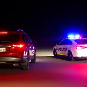 Police traffic stop at night in Hilton Head