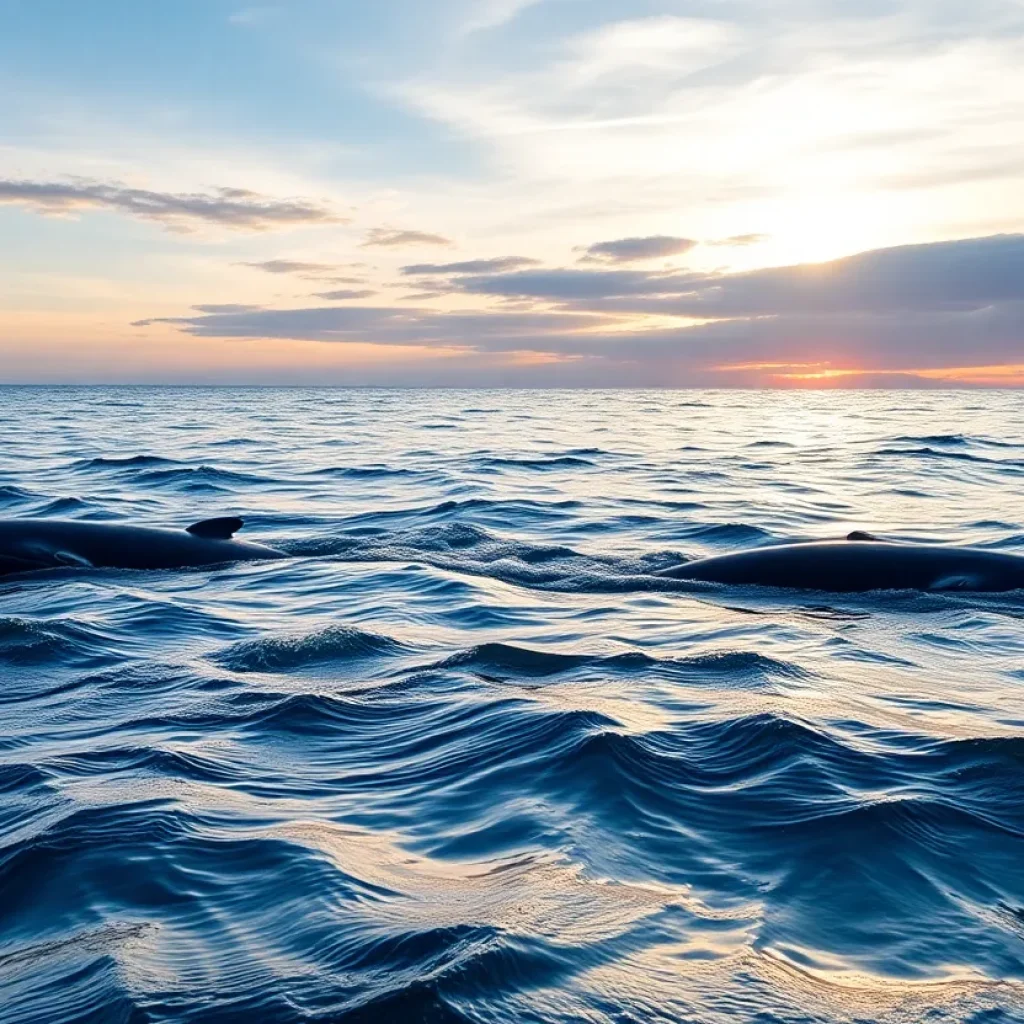 Two melon-headed whales near the coast of Tybee Island, Georgia