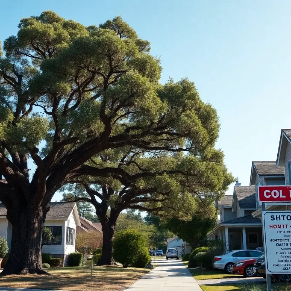 A serene view of Port Royal, showcasing oak trees and residential areas.