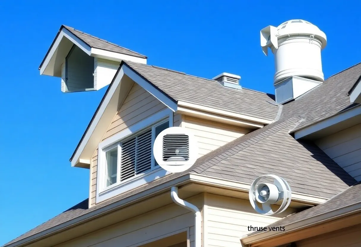 Various roof ventilation types installed on a home.