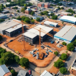 Aerial view of Savannah construction site with electric vehicle production