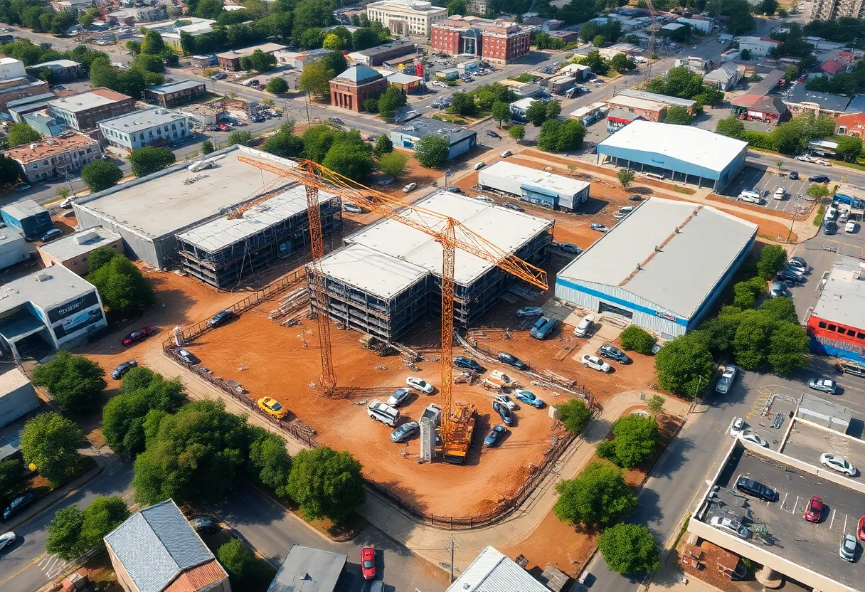 Aerial view of Savannah construction site with electric vehicle production