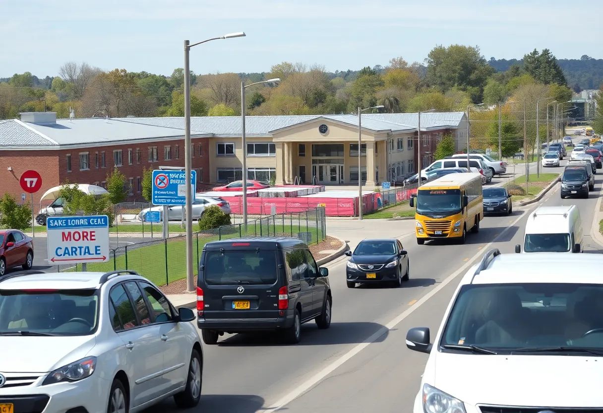 A busy roadway near construction site for new school in Beaufort County