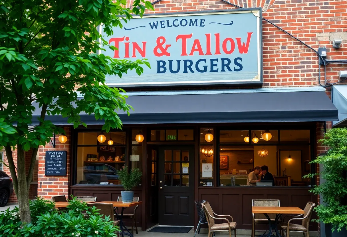 Exterior view of Tin and Tallow Burgers new restaurant in Hilton Head Island