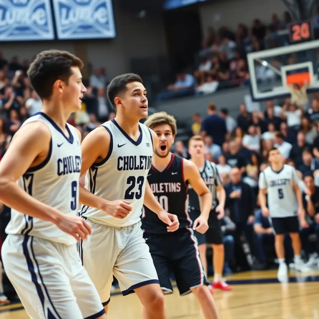 USC Beaufort Men's Basketball Team playing during a game