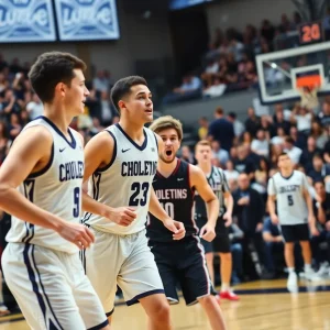 USC Beaufort Men's Basketball Team playing during a game