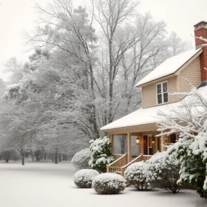 Snowy landscape in Beaufort County during winter storm