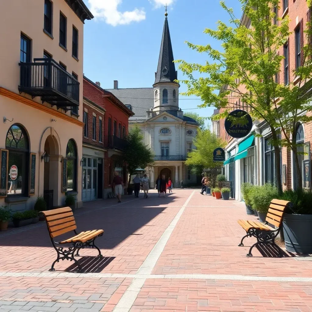 Public bench in downtown Beaufort city