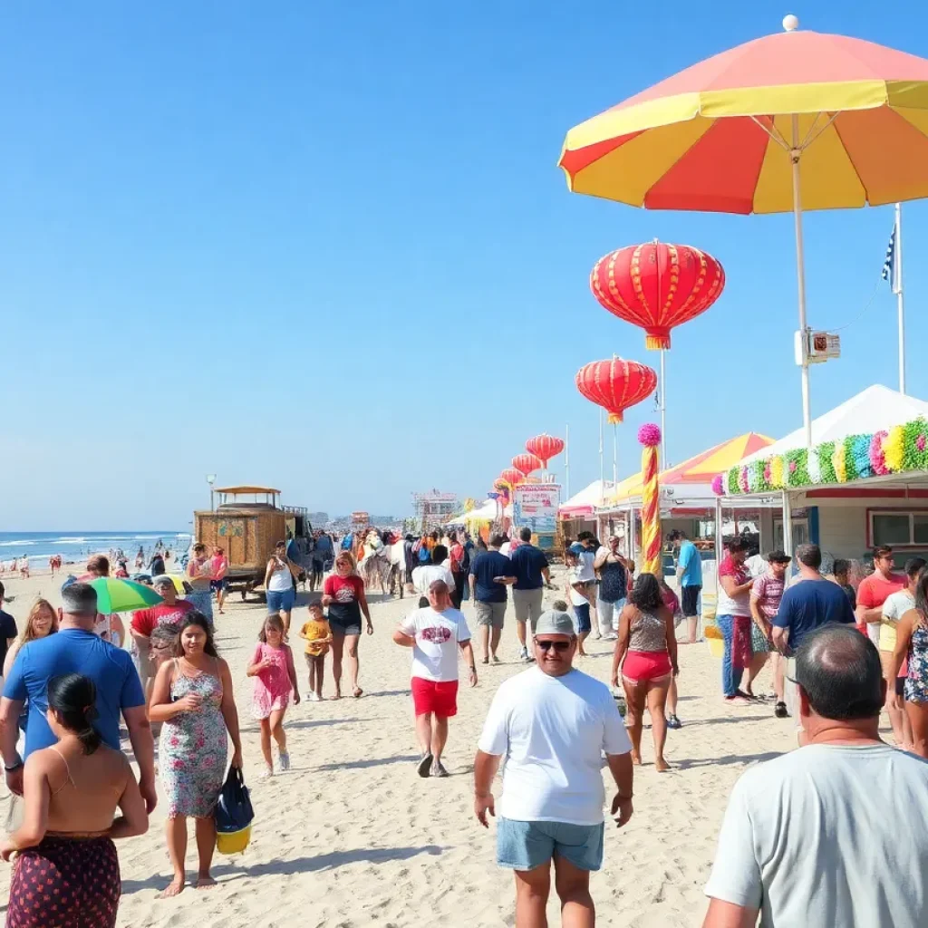 Crowd enjoying the Orange Crush Festival at Tybee Island beach