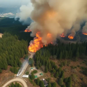 Wildfire burning in the Carolina Forest area near Myrtle Beach