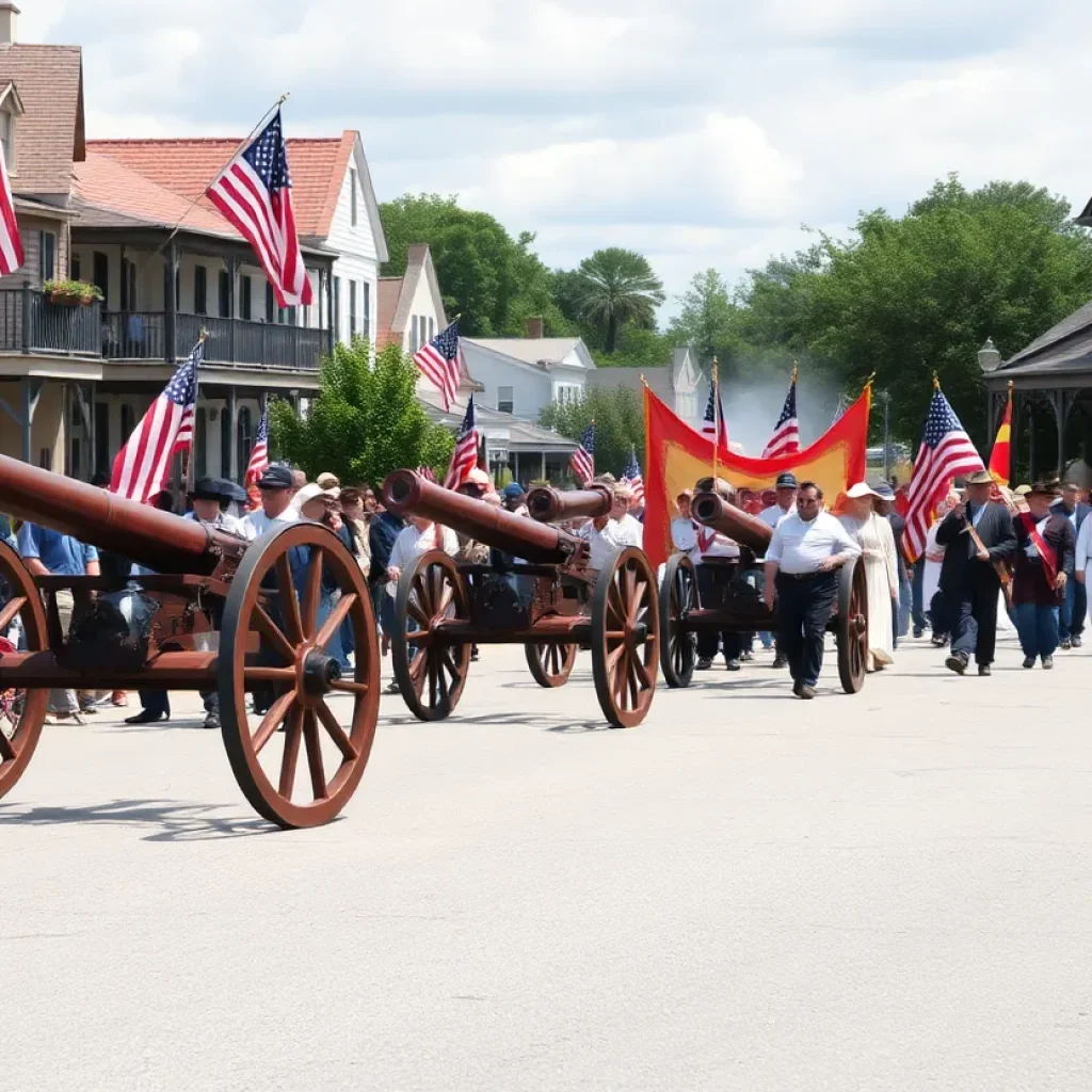 Parade celebrating Lafayette's 200th anniversary visit in Beaufort.