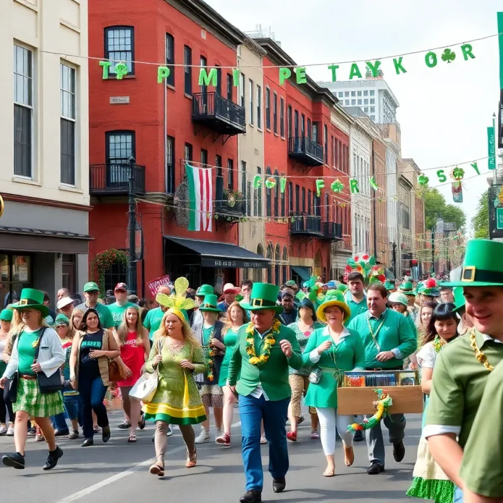 Crowd enjoying the St. Patrick's Day parade in Savannah