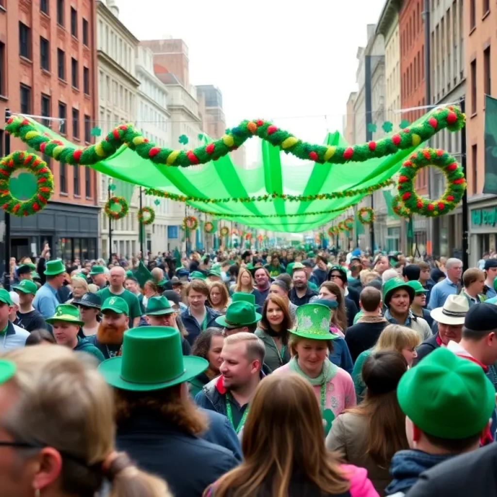 Crowd enjoying the St. Patrick's Day Parade in Savannah